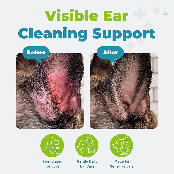 Dog Ear Infection Treatment, Yeast Infection Treatment for Dogs, Dog Ear Drops, Helps Relieve Ear Discomfort, Reduce Wax Buildup & Maintain Ear Cleanliness, Easy-to-Use Dropper, 2.02 fl oz (60 mL)