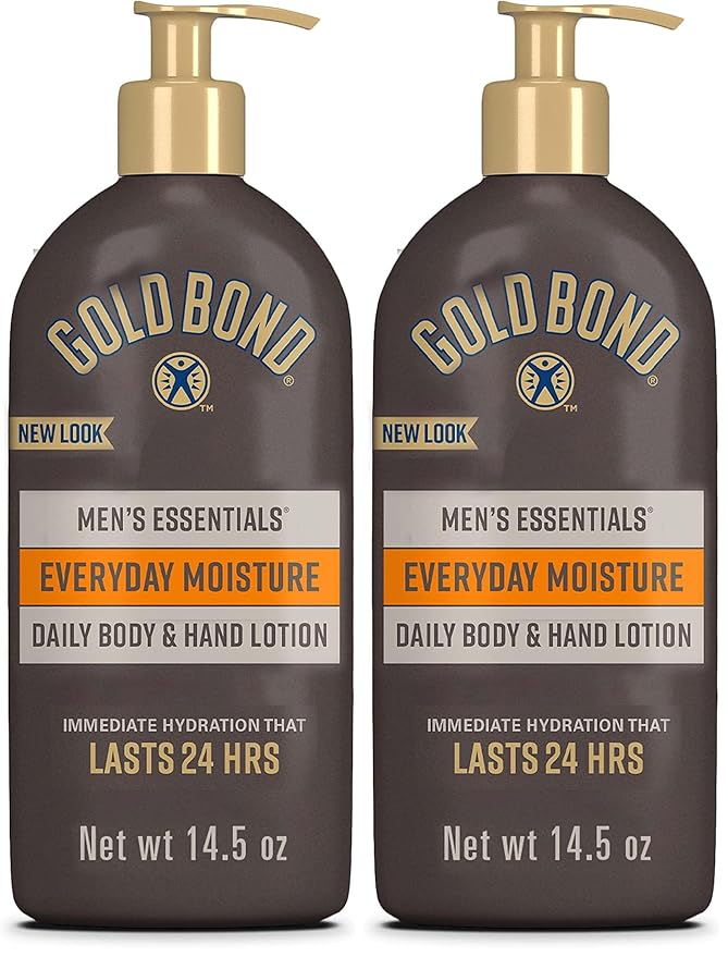 Gold Bond Men's Essentials Everyday Moisture Daily Body & Hand Lotion For Men, 14.5 oz., With Vitamin C, (Pack of 2)