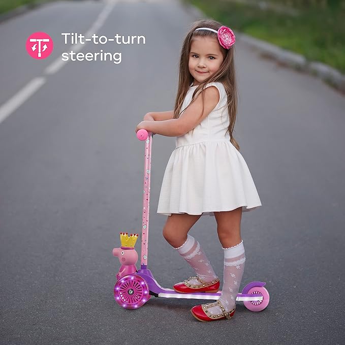 3D Kick Scooter for Kids, Self-Balancing 3 Wheeled Light Up Scooter with Extra Wide Anti-Slip Deck, Rear Brake, Lean to Steer, Lightweight Design, for Kids 3 and up, 75 LB Limit