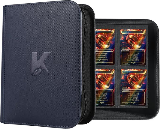 336 Card Binder, 4-Pocket Zipper Binder for Trading Cards, Side Loading Water-Resistant Album for MTG, TCG & Sports Cards (Navy Blue)