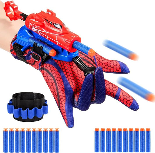 Excitobo Superhero Web Shooters for Kids Age 8-12, Adjustable Wrist Launcher Slinging Toy Set with 20 Darts, Ideal Birthday for Boys & Girls Imaginative Role-Playing Costume Accessory