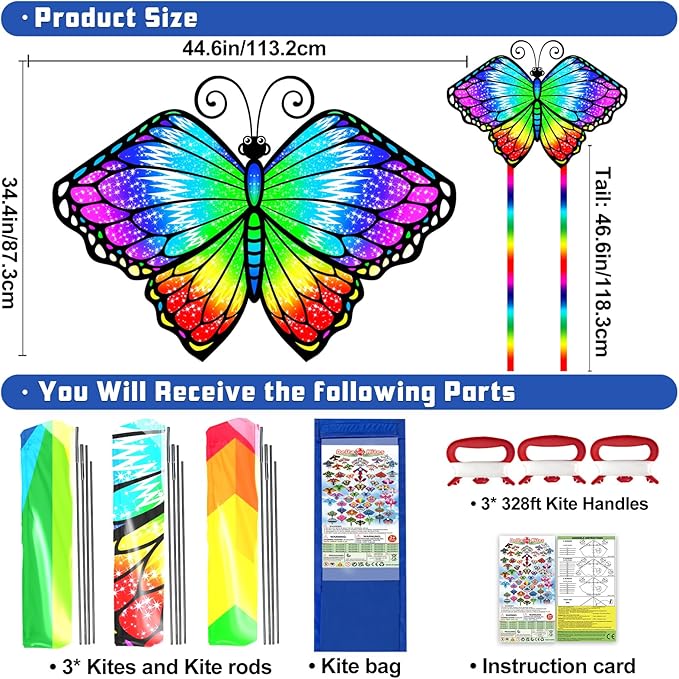 Kites for Kids Ages 4-8 8-12, Beginner Kite for Adults Easy to Fly Kids Kites for Toddlers Age 3-5 with Handle and 328FT String for Family Outdoor Games and Activities