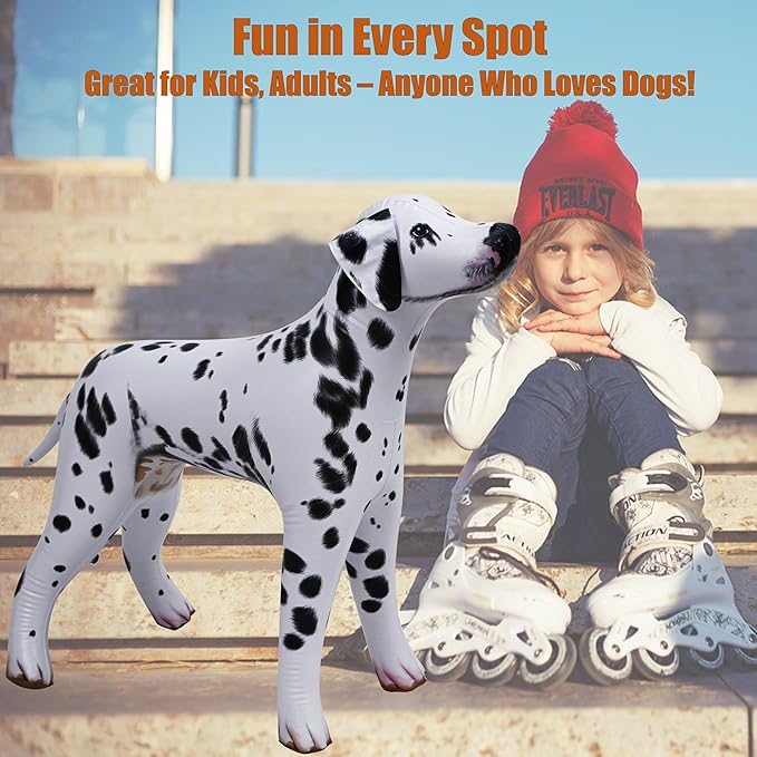 Jet Creations 39 inch Length, 30 inch Height Inflatable Dalmatian Dog, Lifelike Black White Puppy, Firehouse Mascot, Party Decoration, VBS, Photo Prop, Toy Gift for Kids, Adults