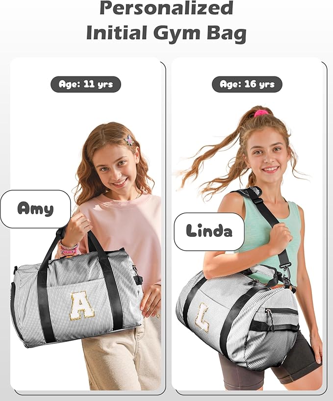 Gifts for Preteen, Girls Travel Duffle Bag, Kids Initial Overnight Bags with Shoe Compartment, Monogram Weekender Bag with Makeup Pouch, Birthday Gift for Niece Daughter Sister (Letter V)