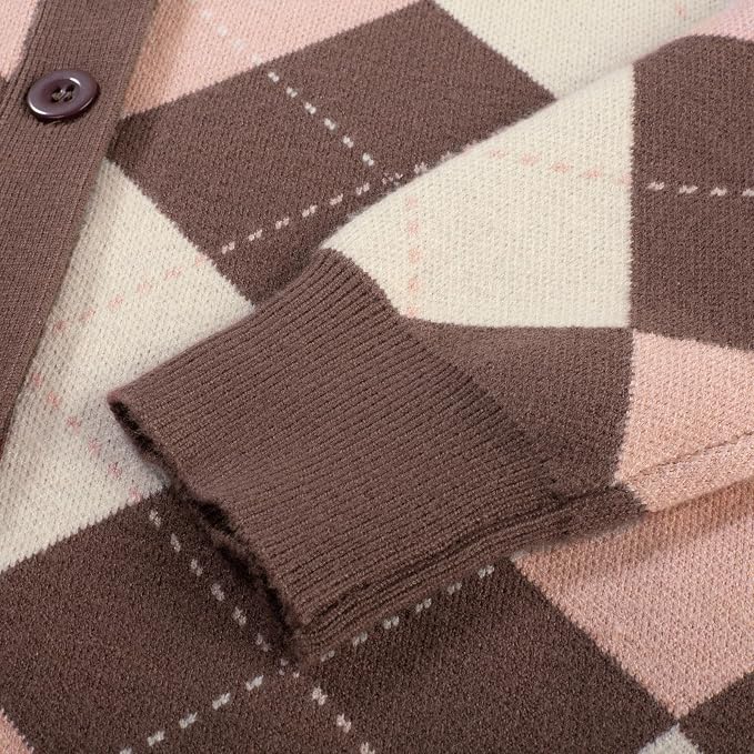GRACE KARIN Womens Cardigan Sweater Fall Fashion Argyle Sweater Button Up Cardigan Teacher Outfits Preppy Clothes