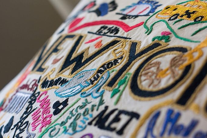 Catstudio New York City Embroidered Decorative Throw Pillow