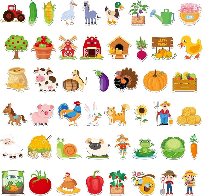 Large Size Cute Fridge Magnets for Toddlers, Preschool Spelling Learning Education Refrigerador Magnetic Toy (Farm 48pcs)