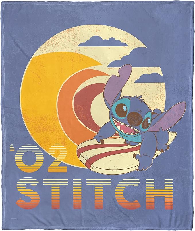 Northwest Lilo and Stitch Silk Touch Throw Blanket, 50" x 60", Vintage Aloha Stitch