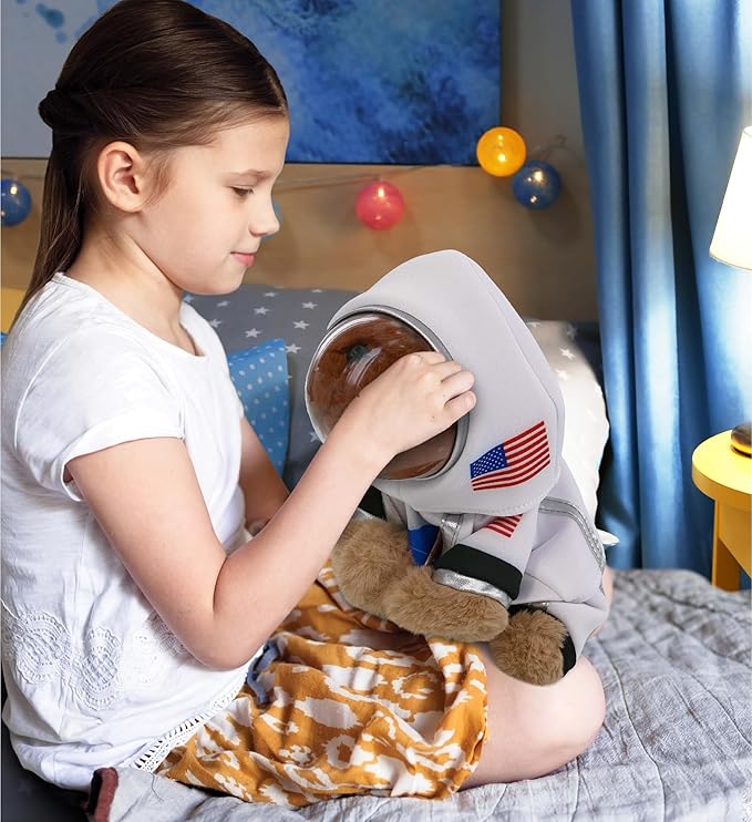 DolliBu Astronaut Dress Up Set for Teddy Bear Plush Toy - Astronaut Stuffed Animal Costume Outfit with Jacket, Helmet, and Pants, Create Cute NASA Space Toys for Kids With Clothes Dress Up Set - Large