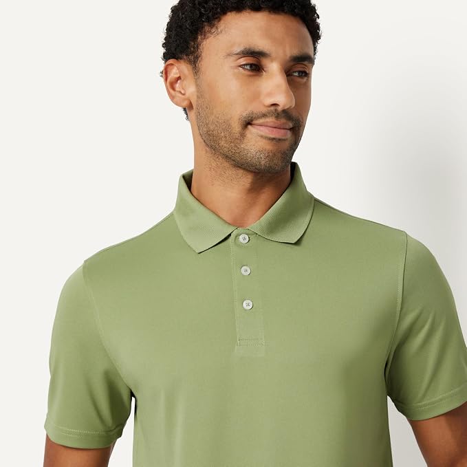 Amazon Essentials Men's Moisture Wicking Golf Polo Shirt, Short Sleeve, Slim-Fit, Quick-Dry, Active Wear