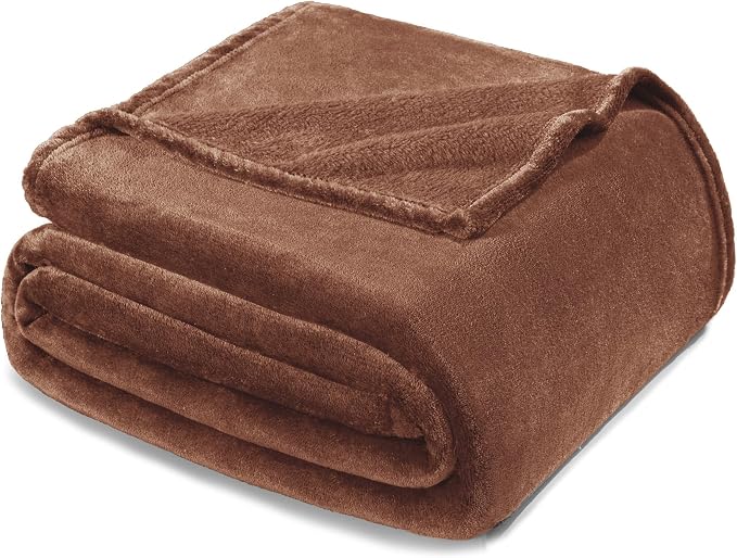 Exclusivo Mezcla Soft Large Fleece Throw Blanket for Couch, Brown | 50x70 Inches, Double-Sided Brushed Flannel, Lightweight Plush Cozy Blanket for Home Decor, All Season, Machine Washable