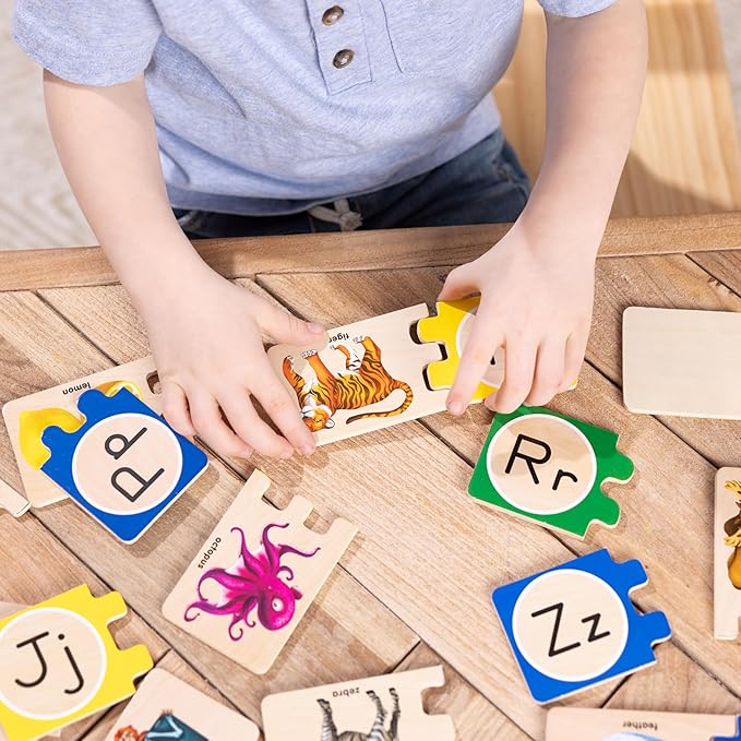 Melissa & Doug Self-Correcting Alphabet Wooden Puzzles with Storage Box (52 pcs) ABC Puzzles, Wooden Alphabet Puzzle for Kids Ages 4+