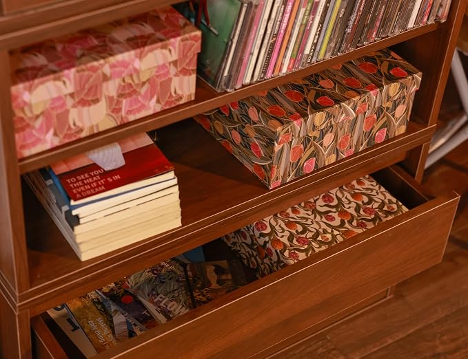 3-Piece Decorative Storage Boxes with Lids, Tulip Design, Vintage Floral, Cardboard Paperboard Keepsake box Set, Photo Storage Box for Memory, Home Decor, Modern Decoration Organizer
