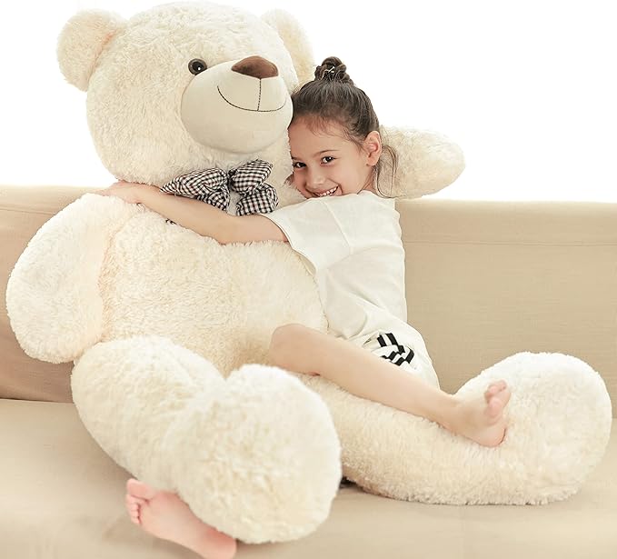 Poutmac 47 inch Giant Teddy Bear Stuffed Animal White Big Plush Teddy Bear Valentine's Gift for Girlfriend Soft Stuffed Bear Animals for Christmas,Birthday,Mother's Day