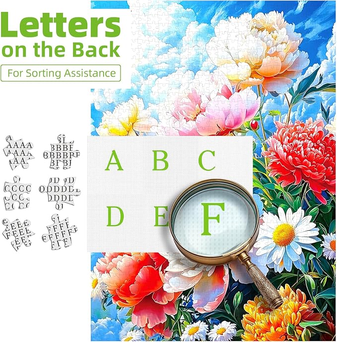 Spring Blooming Peonies 500 Piece Puzzles for Adults, Fun Puzzles for Adults 500 Pieces with HD Print & Poster, 15" X 23" Dust Free Halloween Christmas Family Games