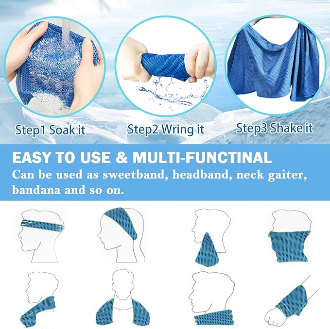 60Pack Cooling Towels Bulk Ice Microfiber Wraps for Neck and Face | Large Size 40"x12" Breathable Soft Chilly Sweat Rag Neck Towels for Workout Gym Yoga Golf Running Sport Multicolor