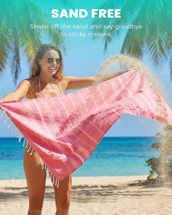 Antfuny Turkish Beach Towels Vacation Essentials Quick Dry Sand Free Soft Absorbent Extra Large XL Big Blanket Adult Pool Towel Lightweight Thin Sandless Fast Drying Compact No Sand Packable Foldable