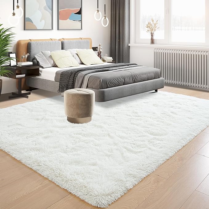 Tepook Soft 3x5 Small Bedside Rug Washable, Fluffy Shaggy Rugs for Living Room Bedroom, Plush Indoor Floor Carpet for Kids Girls Boys Dorm Nursery Home Decor Aesthetic, Cream White