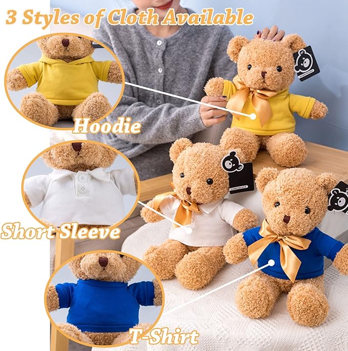 Personalized Teddy Bear Stuffed Animal, Stuffed Bear Plush with Customized Text+ Picture as Personalized Gifts for Girlfriend/Boyfriend on Valentines Day/Birthday/Christmas Day (12 in-Pink)