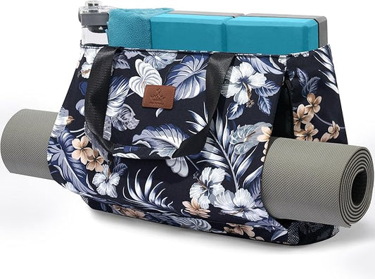 Heathyoga Multi-Functional Yoga Mat Carrier Gym Tote Bag - Large Mat Pocket, Women's Workout Bag