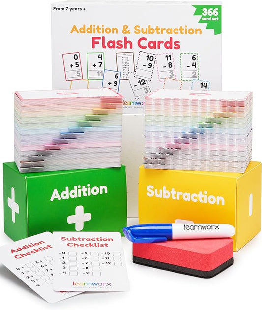 Addition and Subtraction Flash Cards 1st Grade | 366 Math Flash Cards 2nd Grade & 3rd | Subtraction & Addition | Math Facts 0-12 | for Kids Ages 4 5 6 7 | Family Bulk Flashcards