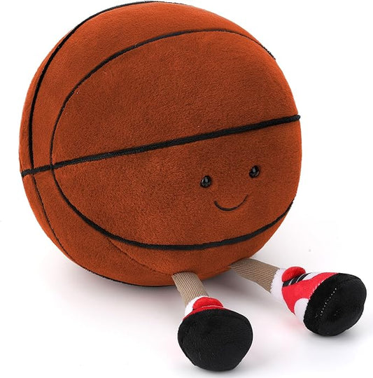 Cute Basketball Stuffed Animal, 11.2 inches Basketball Stuffed Toy, Soft Basketball Plush with Legs Sports Throw Pillow, Funny Sports Basketball GIF for Kids Boys Girls