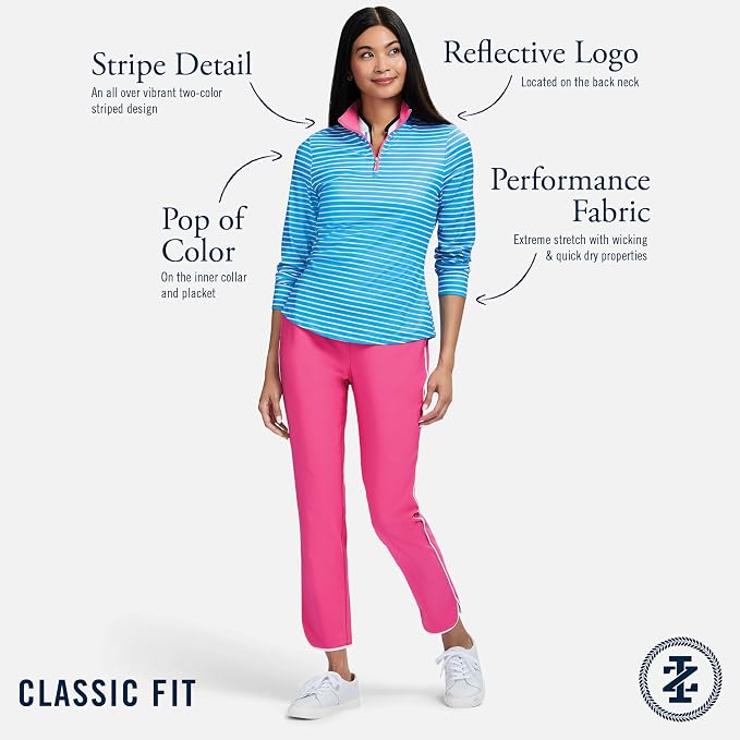 Izod Women's 1/4 Zip Pullover Performance Stretch Long Sleeve Golf Running