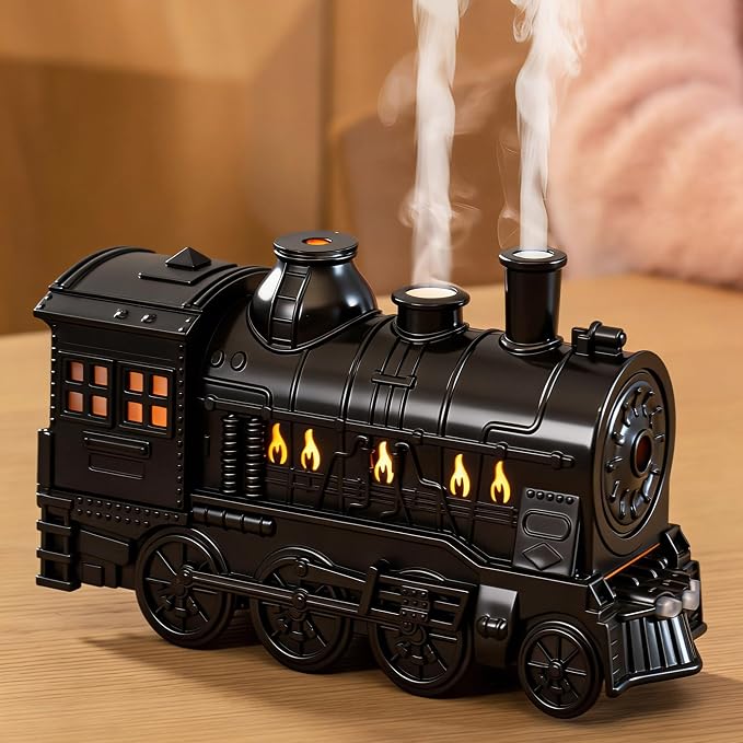 Train Diffuser 300ML Essential Oil Diffuser Ultrasonic Cool Mist Humidifier with LED Night Light, Remote Control, Timer, 2 Mist Modes for Home Bedroom Office Black