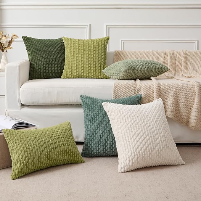 Kevin Textile Soft Corduroy 14"x24" Lumbar Pillow Cover 1 Pack, Teal Green | Boho Stripe Plush Corduroy Decorative Oblong Cushion Cover Modern Farmhouse Home Decor for Sofa Couch Bed Chair