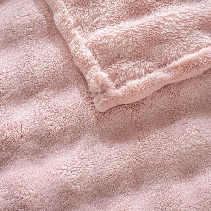 Faux Fur Bed Blankets Queen Size Pink, Soft Fluffy Bubble Blanket for Couch Sofa, Thick Warm Plush Fuzzy Rabbit Fur Large Blanket for All Season Use, 90"X 90"