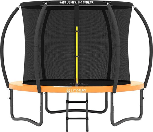 JUMPZYLLA Trampoline Outdoor 8FT 10FT 12FT 14FT 15FT 16FT with Enclosure and Ladder, ASTM Approved Recreational Trampoline for Kids and Adults, Anti-Rust Coated Frame