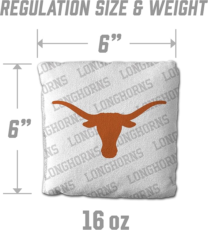 YouTheFan Officially-Licensed NCAA Set of 4 Cornhole Bags - All Weather Regulation 6” x 6” Size - 16oz Weight - Designed in USA