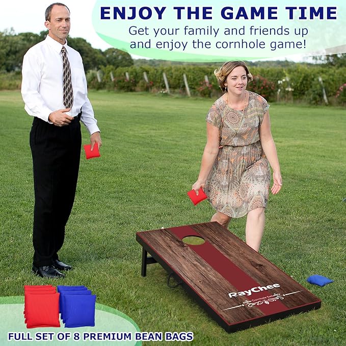 Cornhole Sets, 3'x 2'/ 4'x 2' Vintage Cornhole Game Set, Regulation Size Cornhole Boards, Corn Holes Outdoor Toss Game Competitions, w/ 8 Bean Bags for Adults, Family, Lawn, Beach, Outside Activities