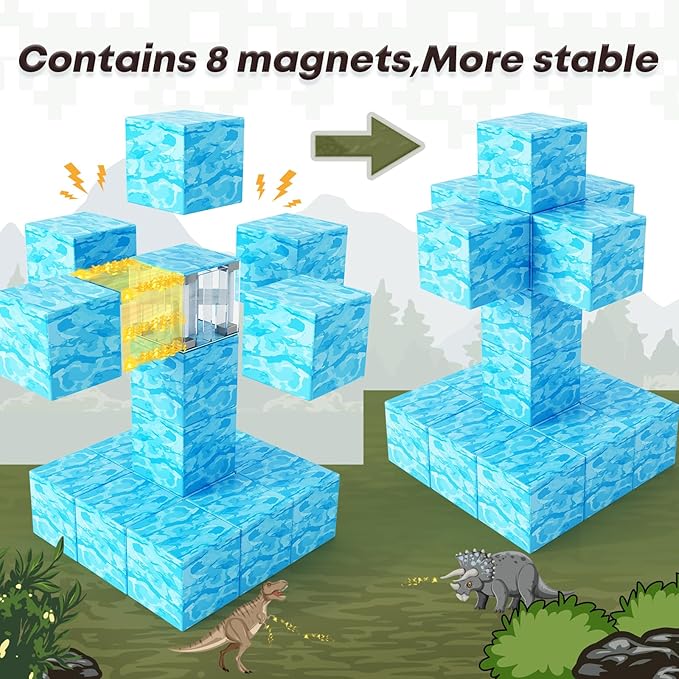 Magnetic Blocks-Build Mine Magnet World Water Edition, Magnetic Toys for Boys & Girls Age 3-4 4-5 6-8, STEM Montessori Sensory Toys for Toddlers Gifts for 3+ Years Old Girls Boys