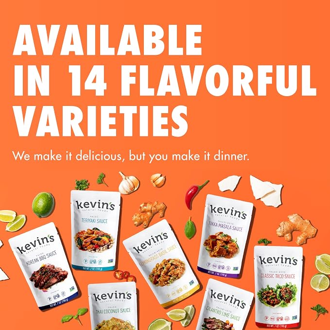 Kevin's Natural Foods Honey Garlic Simmer Sauce, 3 Pack | Paleo Stir-Fry Sauce, Gluten Free, No Preservatives, Non-GMO