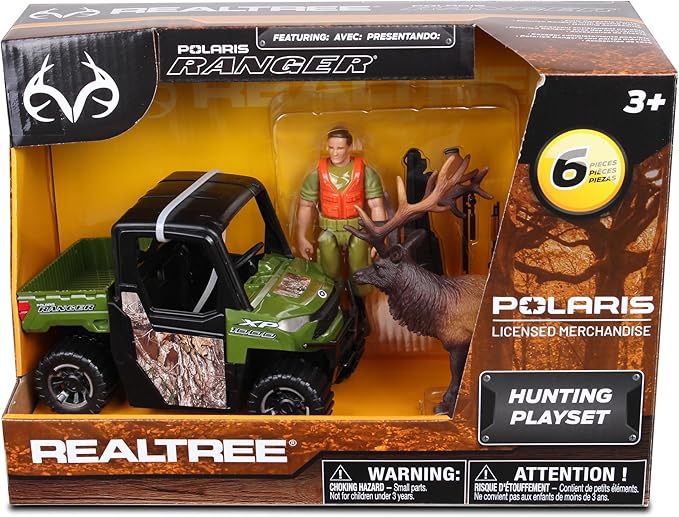 NKOK 1:18 Realtree 6 Piece RT Polaris Ranger Elk Hunting Playset (Colors May Vary), Allows Children to Pretend Play and Use Their Imagination, for Ages 3 and up