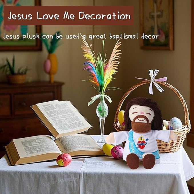Jesus Plush Doll, Stuffed Jesus Plushie with Jesus Loves Me, Christian Easter Gifts for Kids - 10 Inch Religious Christian Toy Easter & Christening Birthday Gift for Boys and Girls