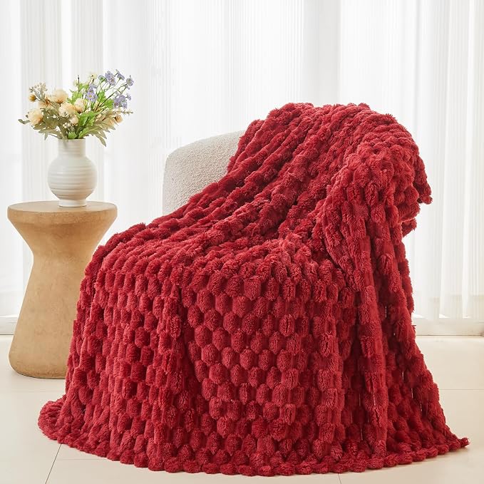 NEWCOSPLAY Fleece Clouds Cozy Throw Blanket for Couch, Red, 50"x60" | Premium Silky Flannel Blanket, Soft Lightweight Fluffy Throw Blanket for Bed Sofa Decor, Gift for All Season Use