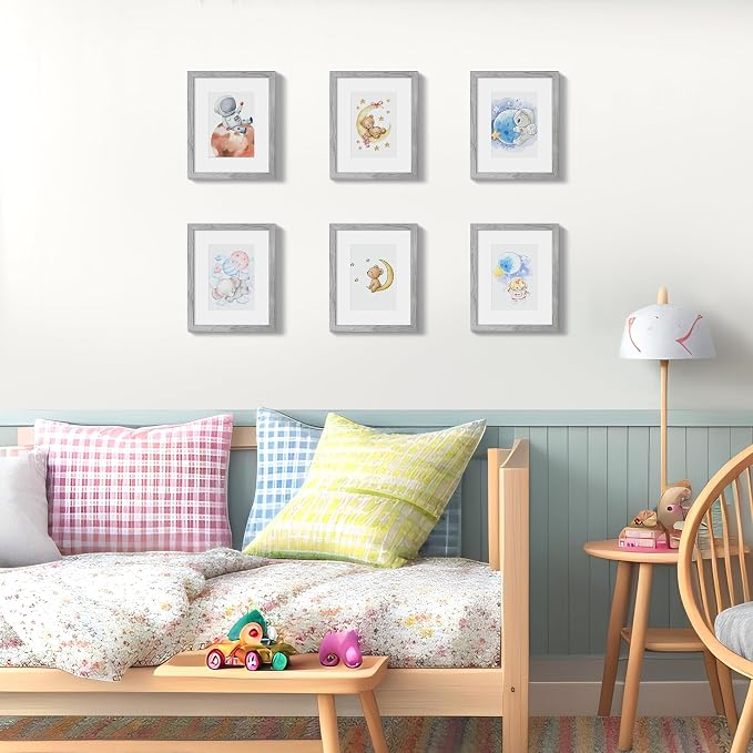 upsimples 8x10 Picture Frame, Display Pictures 5x7 with Mat or 8 x 10 Without, Wall Hanging Photo Frames, Gray, 1 Pack