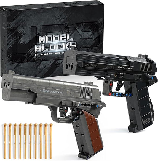 M1911 & USP Building Blocks Guns Compatible with Lego - 1:1 Scale Model Pistol Building Sets with Trigger Action, Ideal Gift for Boys Kids Ages 8+, Adults & Collectors