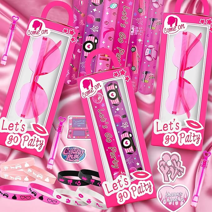 122 Pcs Pink Party Favors Pink Toy Gift Goodie Bag Stuffer Filler Makeup Party Decorations,Princess Theme Birthday Party Favors Decorations. ﻿