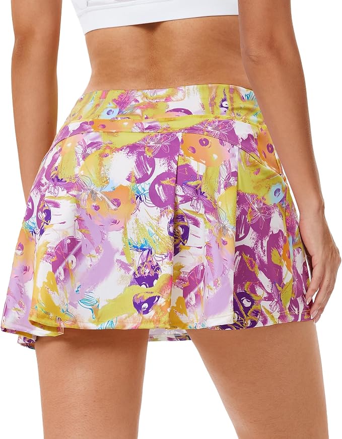 Stelle Women Tennis Skirt High Waisted Athletic Golf Skorts with Pockets | Tummy Control, Built-In Shorts, Deep Pockets, Pleated, Breathable, Lightweight, Tennis, Golf, Pickleball, Running, Workout