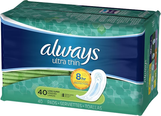 Always Ultra Thin Size Feminine Pads with Wings, Size 2