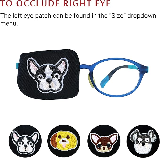Astropic Cotton & Silk Eye Patch for Kids Glasses (Right Eye, Bulldog)