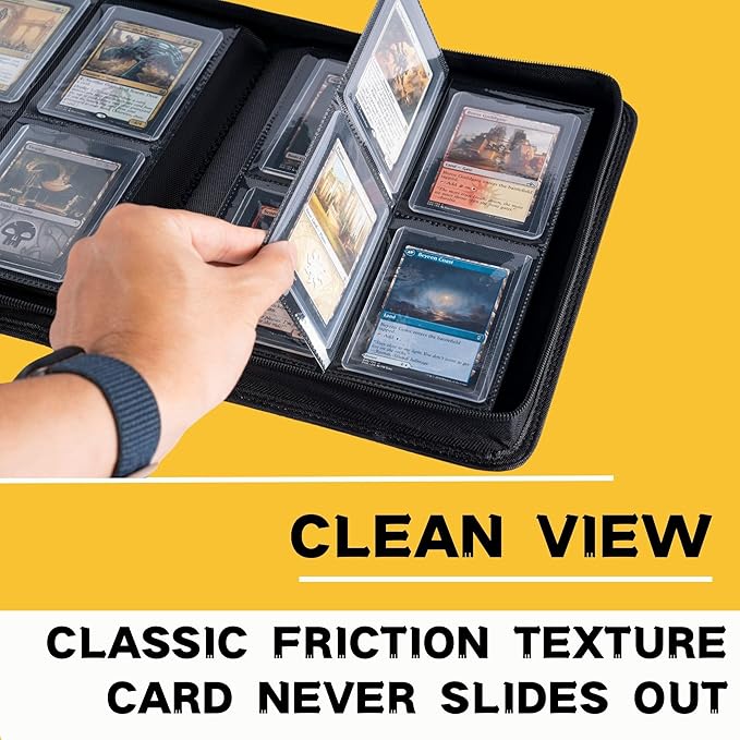 Top loader Binder, Holds 128+ Toploaders, 4 Pocket Top Loader Card Storage Case, Double-Sided Pockets for trading card in 3 x 4'' Toploaders