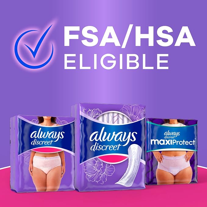 Always Discreet Adult Incontinence Pads for Women, Drier, 4 Drop Long Length, Moderate Absorbency, Pads for Bladder Control Management, Bladder Leaks, & Postpartum Pads, 162ct