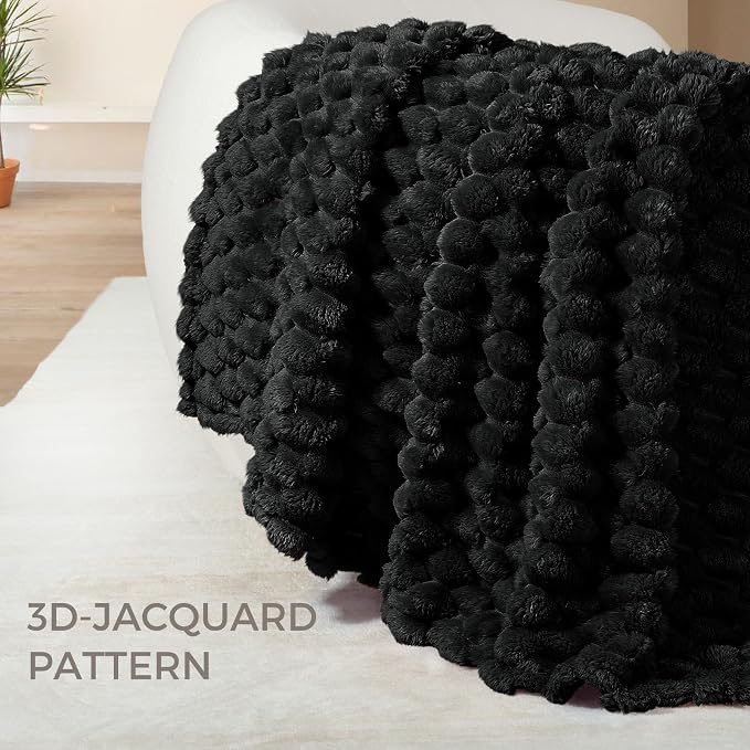 Whale Flotilla Soft 3D Jacquard Fleece Throw Blanket for Couch & Bed, Black | Super Cozy Lightweight Plush Fluffy Throw, Luxury Decorative All‑Season Couch Cover Blanket for Sofa & Office Chair, 50"x60"