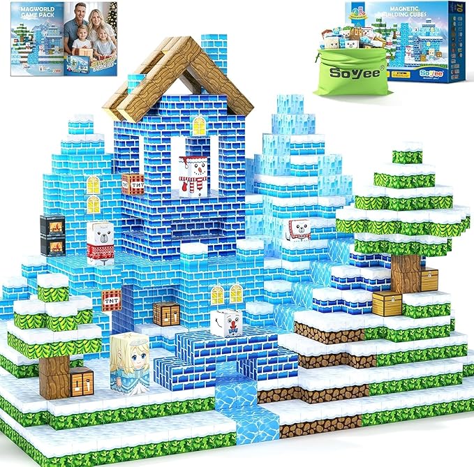 Magnetic Blocks Kids Toys - Build Mine Magnet World Set for Boys & Girls Ages 3-5 5-7 6-8 8-12 Building Sensory Toys 1'' Magnetic Cubes 3 4 5 6 7 8+ Year Old Girls Birthday Gifts