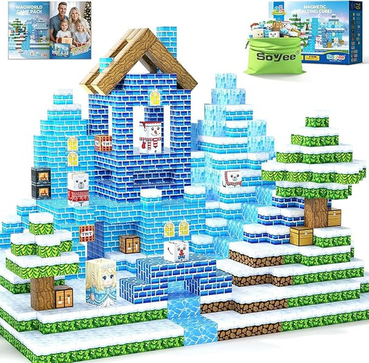 Magnetic Blocks Kids Toys - Build Mine Magnet World Set for Boys & Girls Ages 3-5 5-7 6-8 8-12 Building Sensory Toys 1'' Magnetic Cubes 3 4 5 6 7 8+ Year Old Girls Birthday Gifts