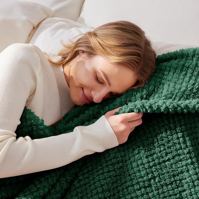 Whale Flotilla Soft Fleece Queen Size Bed Blanket, Emerald Green | 90x90 Inch, Suitable for Bed, Fluffy Fuzzy Jacquard Blankets for All Season, Lightweight and Cozy